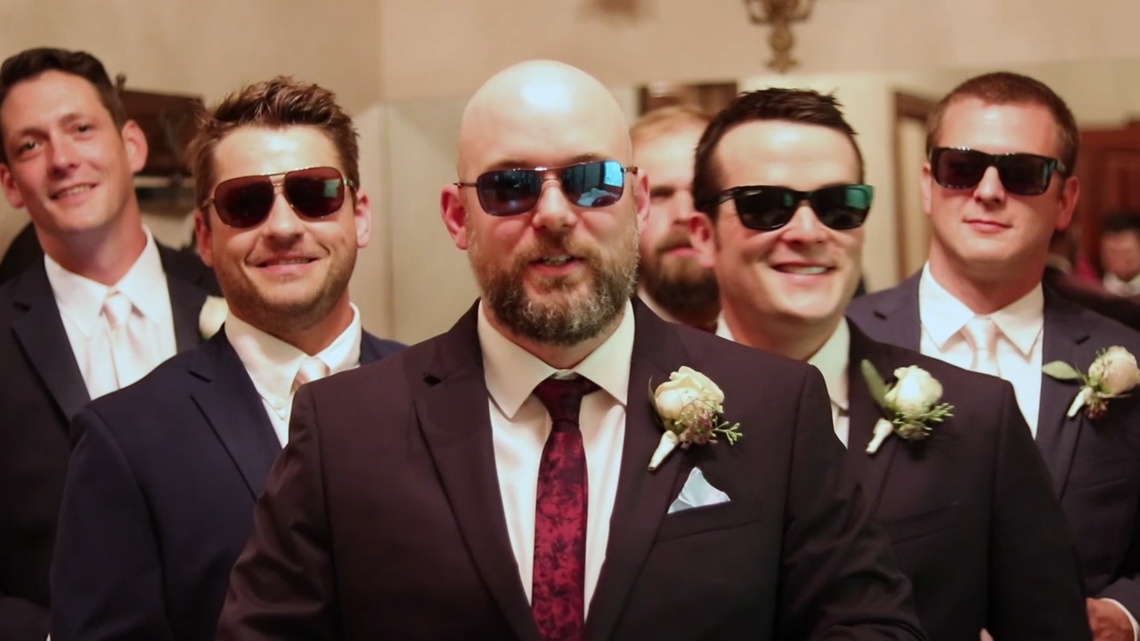 Henry poses with his groomsmen
