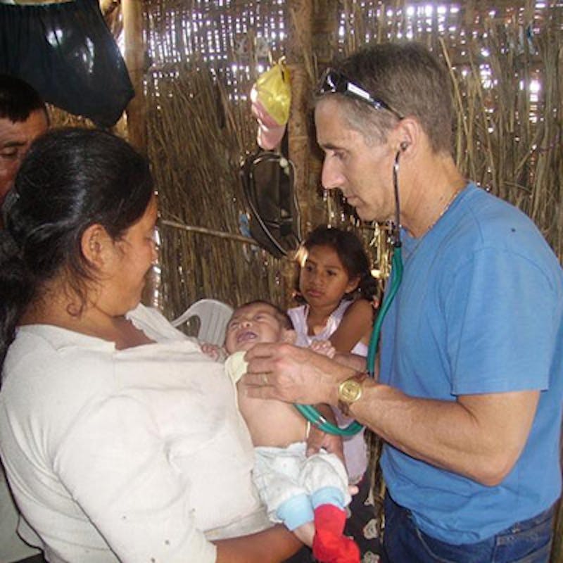 Dr. Morrissette with a patient