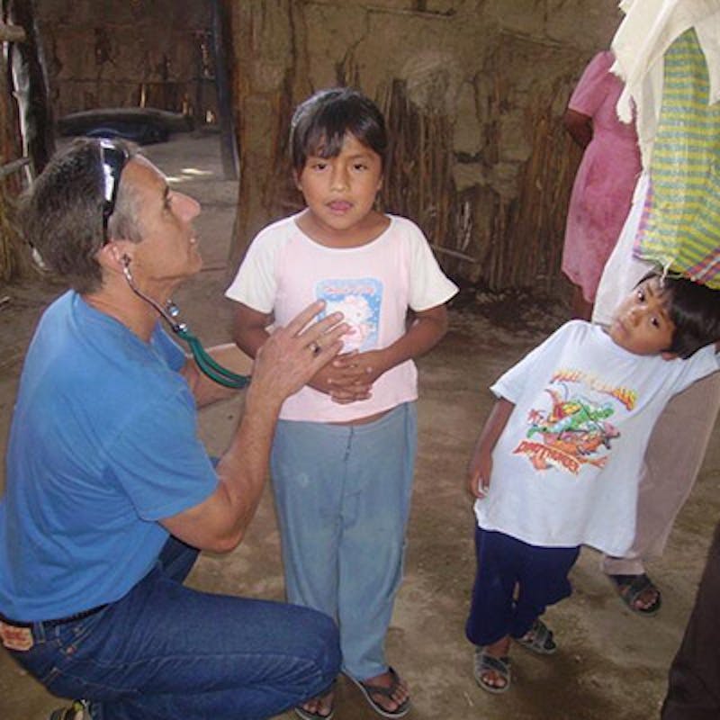 Dr. Morrissette with a patient