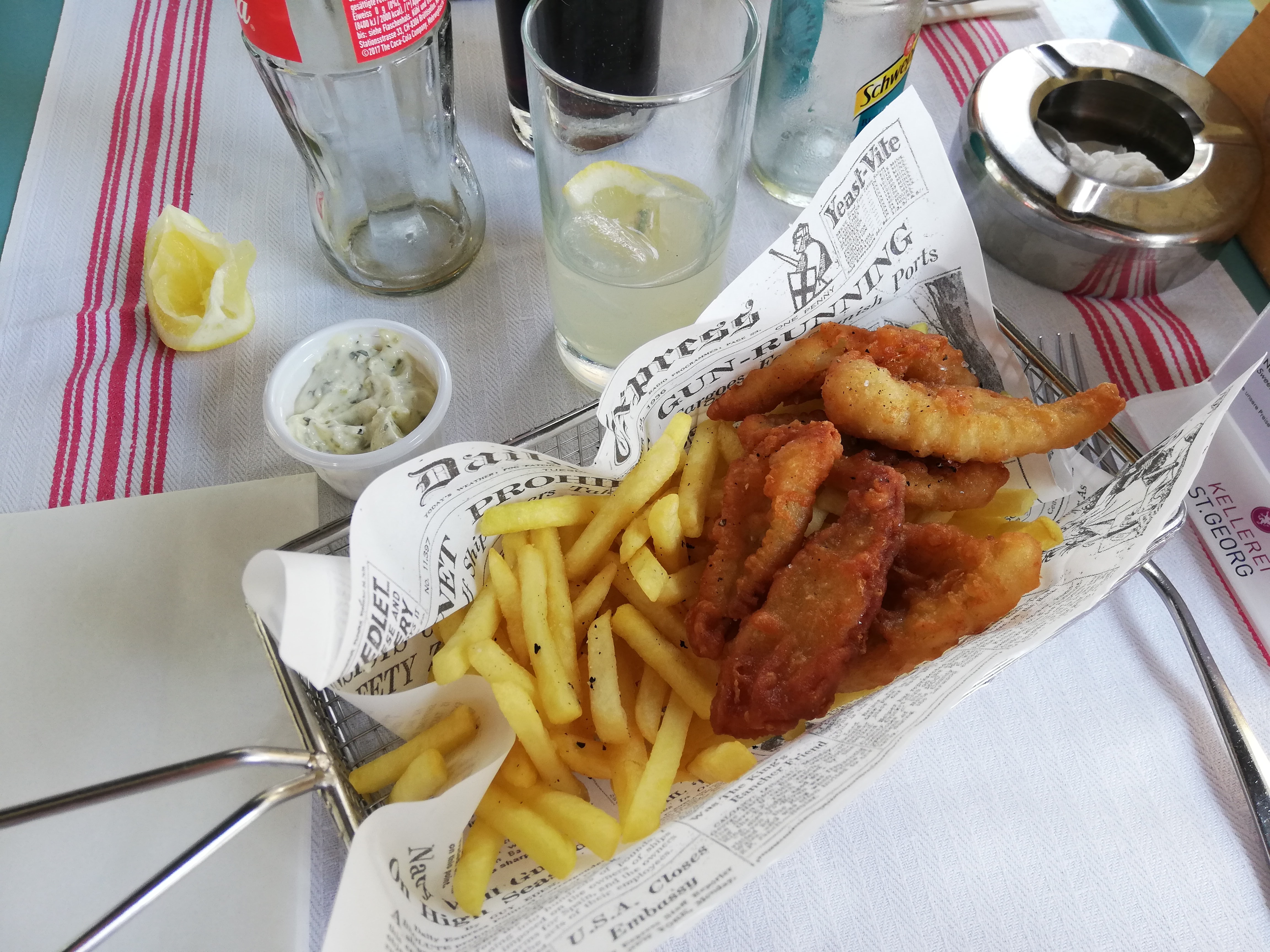 Fish and chips  on table