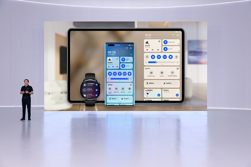 Huawei tablet smartphone smartwatch on HarmonyOS