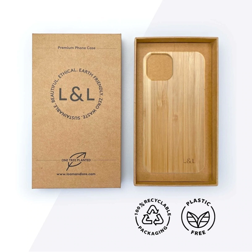 wooden phone case in a box