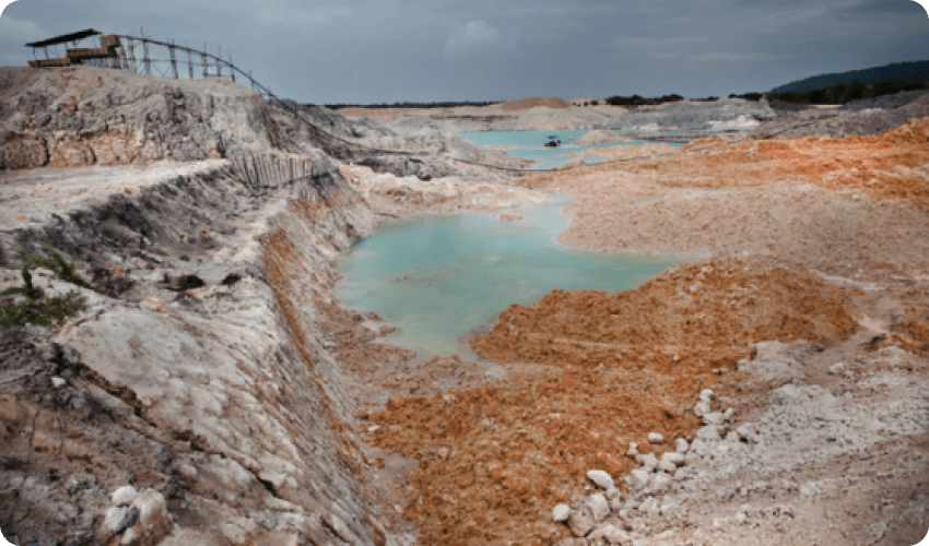 cratered landscape of tin mines