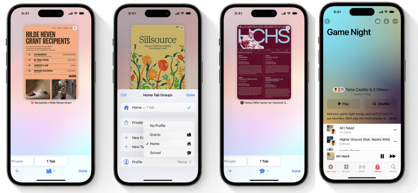 Safari and music iOS 17 update from Apple website