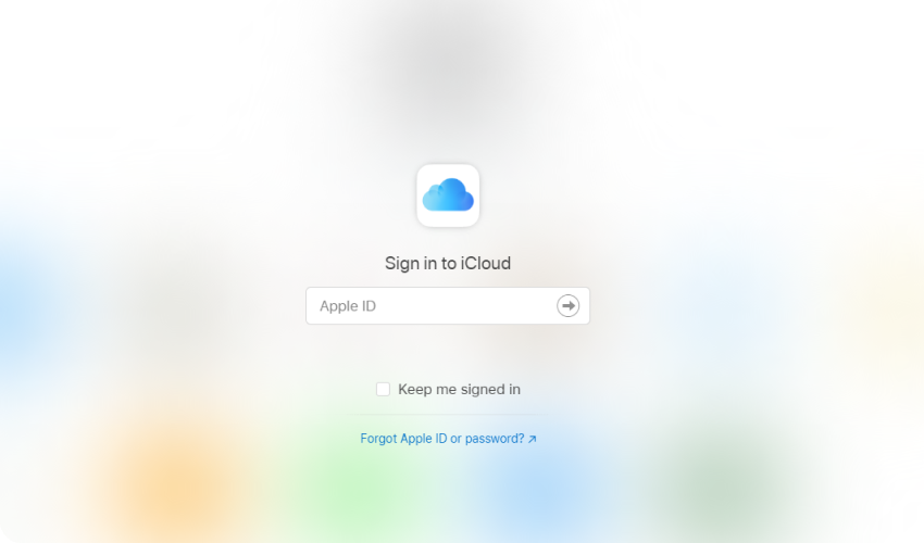 Sign in icloud page