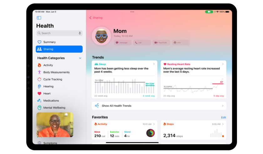 Health App on an iPad