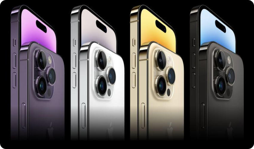 iPhone 14 Pro Max in four different colours