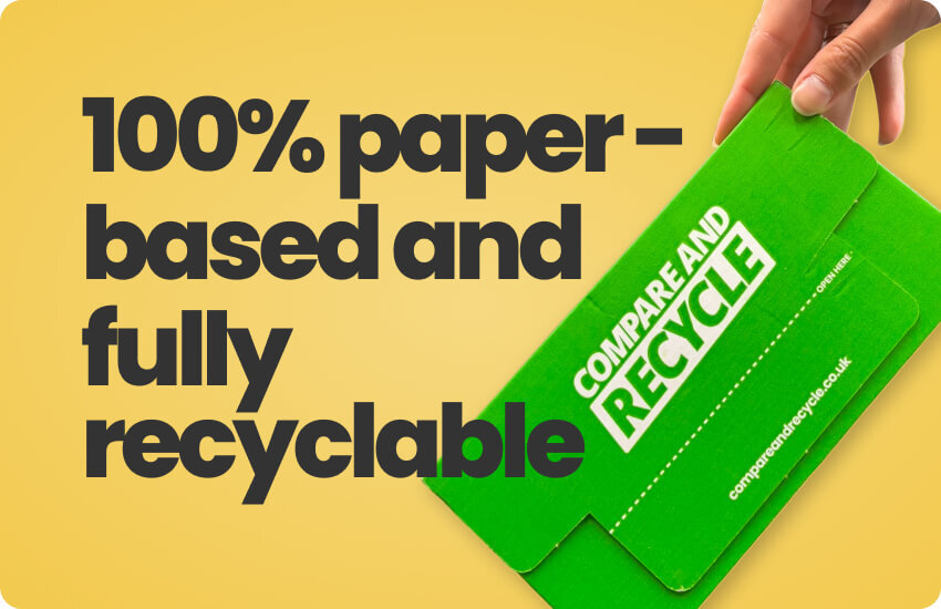 Image of the Compare and Recycle 100% paper based and fully recyclable packaging