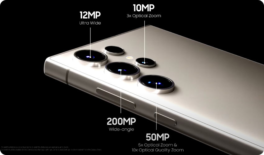 a close up of the rear camera lenses on the samsung galaxy s24
