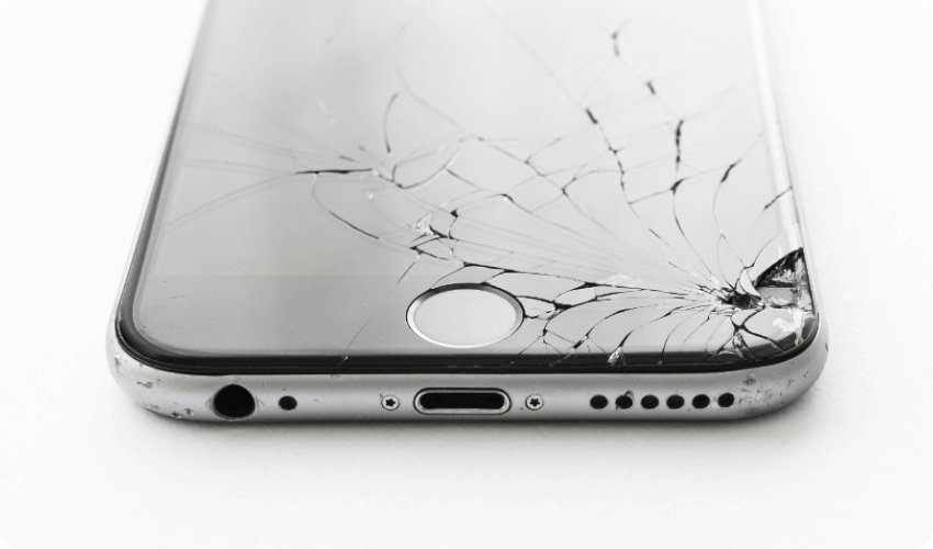 apple smartphone with damage screen