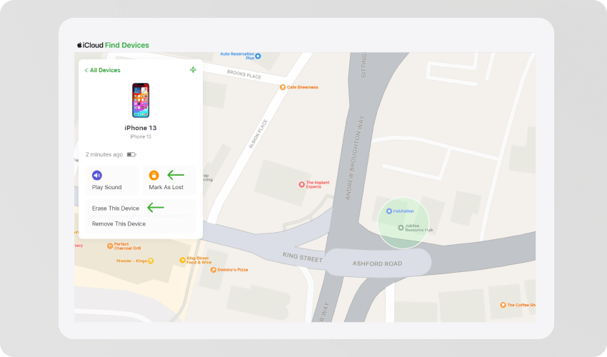 Screenshot of user logged into Find My iPhone