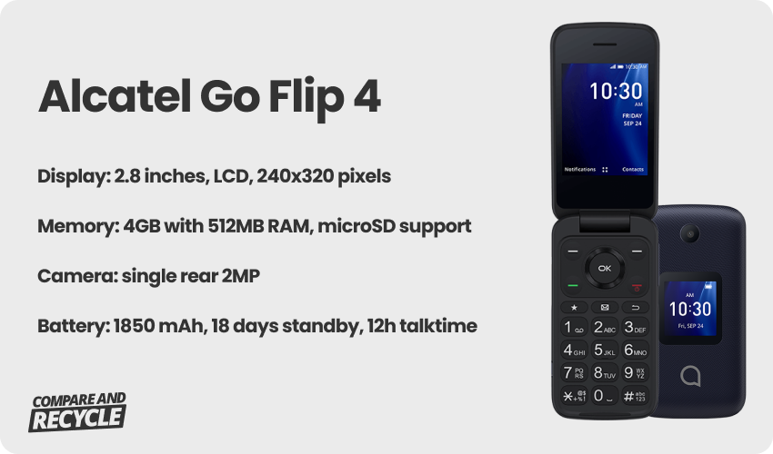 Alcatel Go Flip 4 mobile phone with specifications
