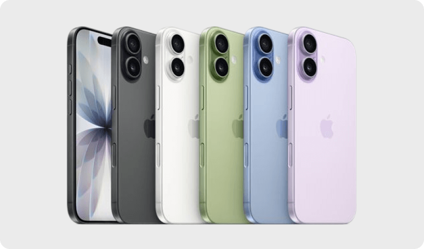 iphone 17 models in sage green, lavander, pink and black colours