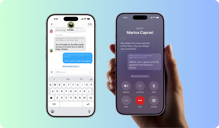 Live translation on iOS 26 during calls and messages.