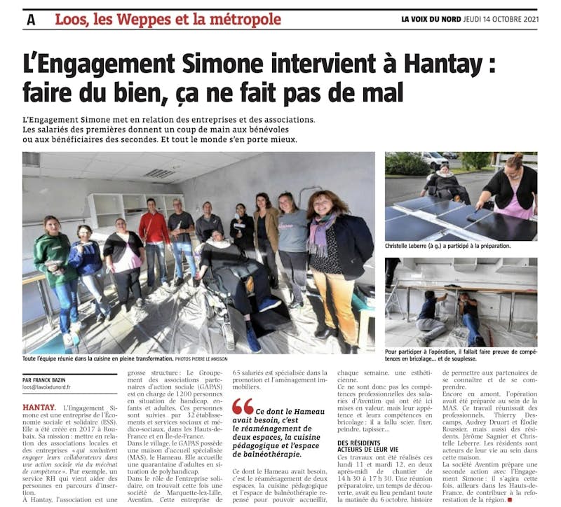 La Voix du Nord revient sur le réaménagement d’un espace d’une maison d’accueil spécialisée