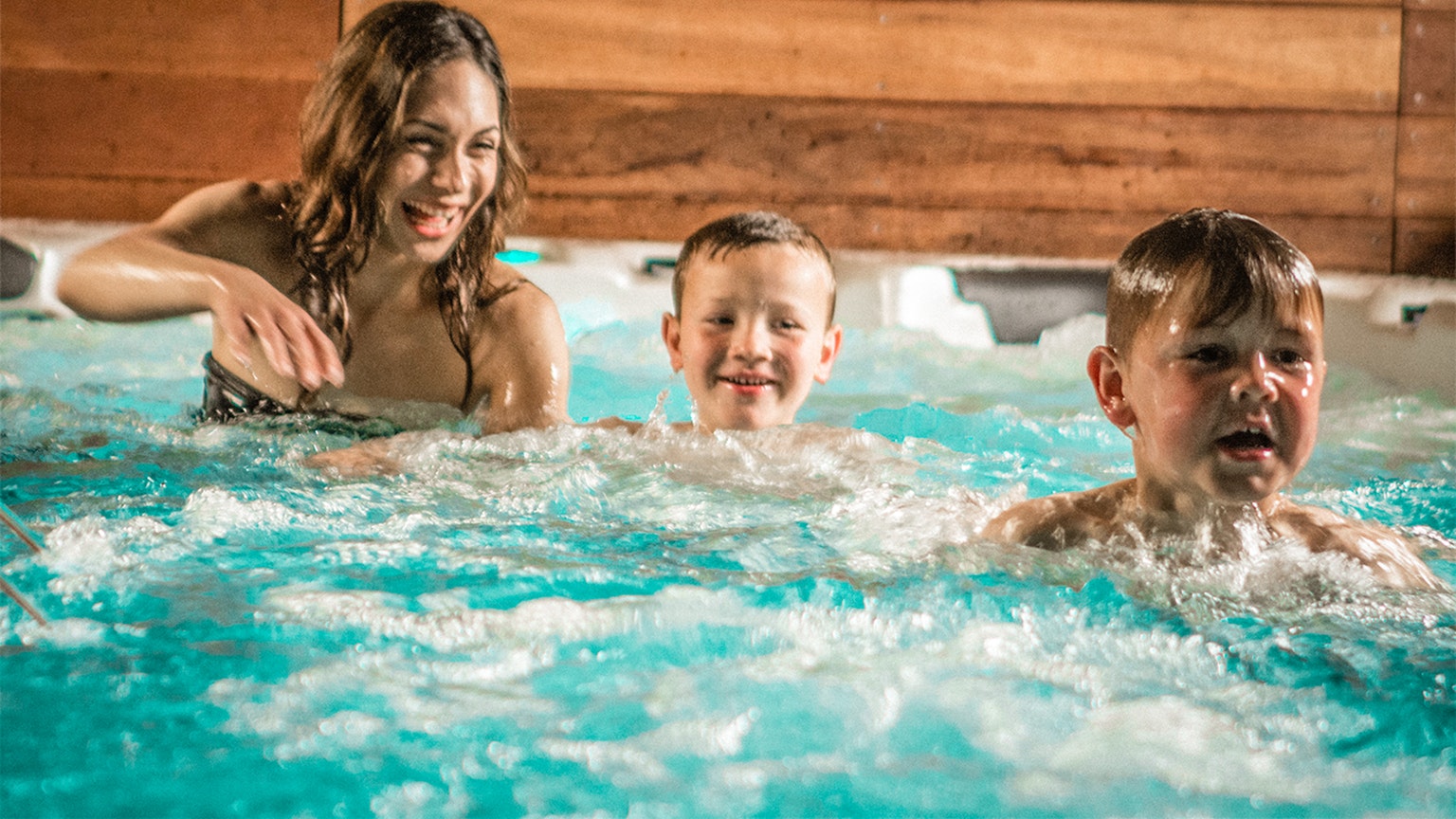 family enjoying spa