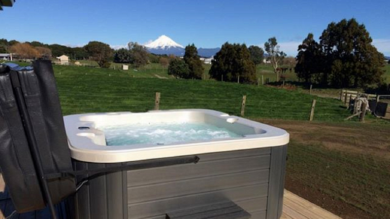 Outdoor spa pool in rural area