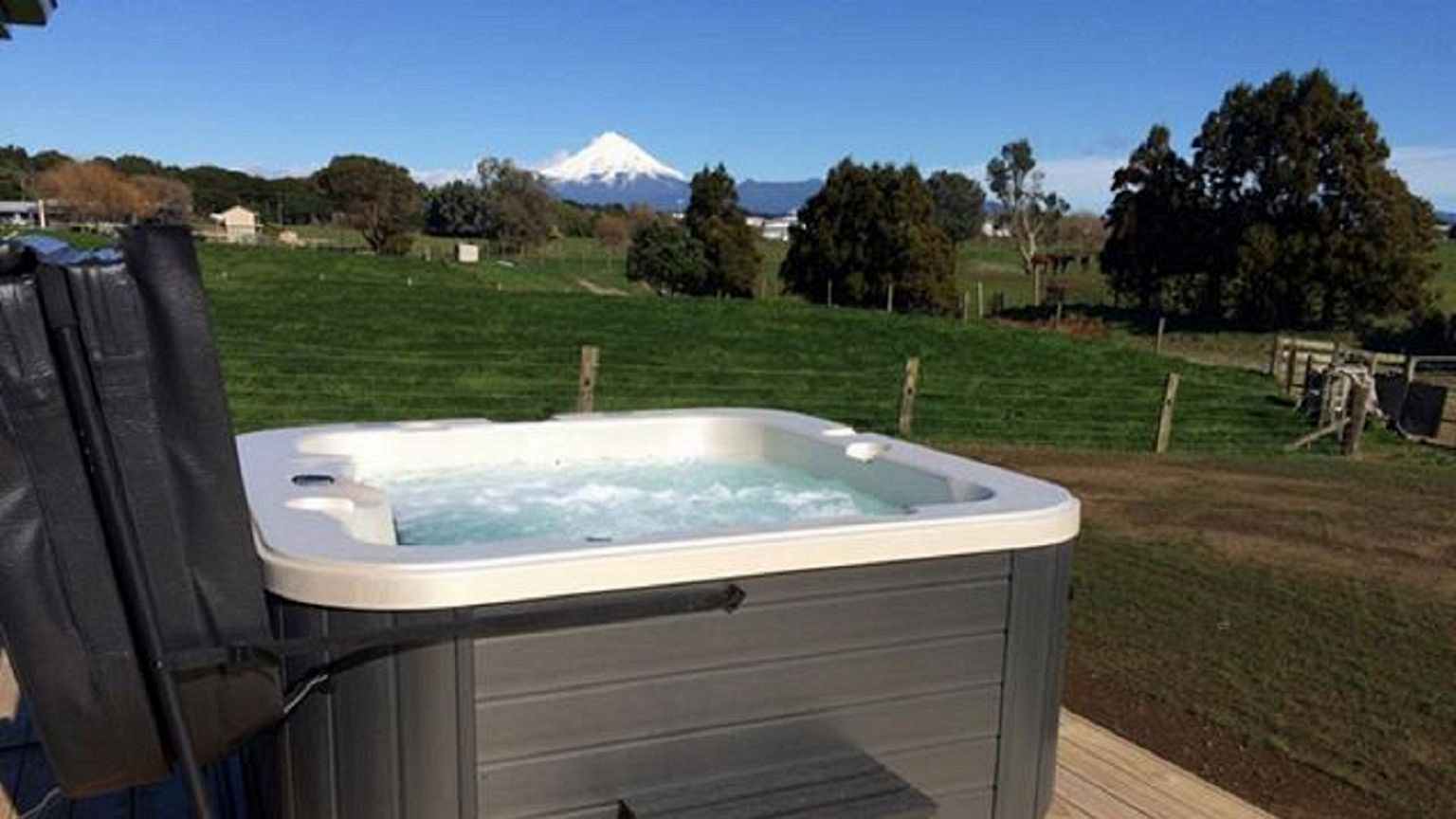 Outdoor spa pool in rural area