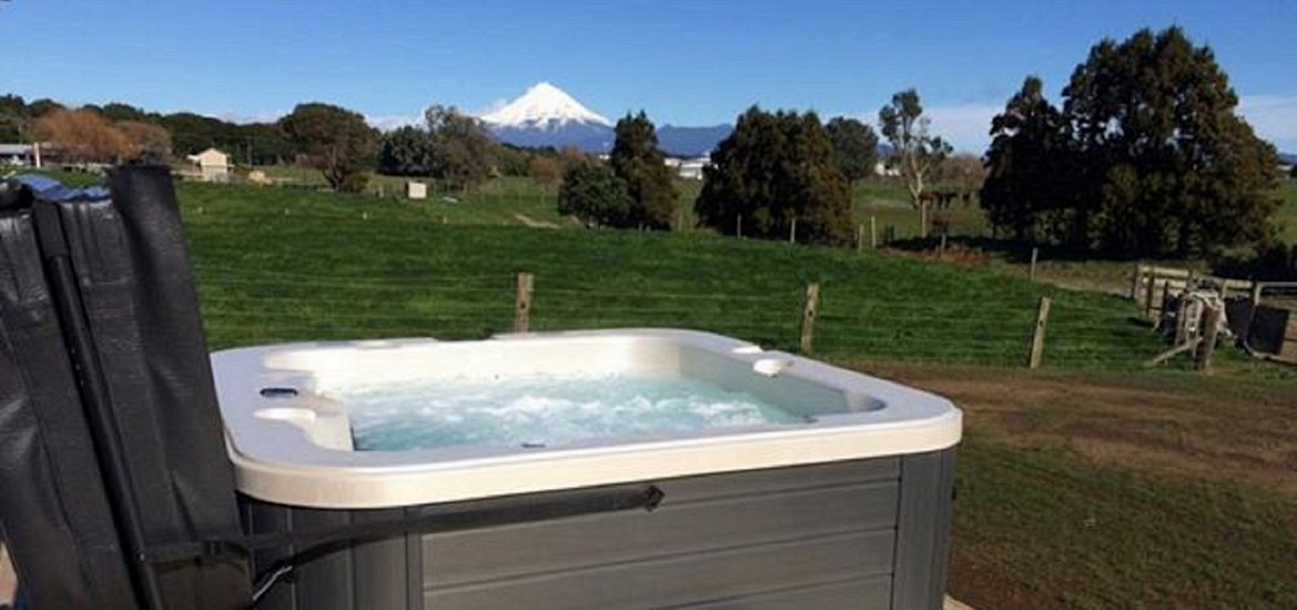Outdoor spa pool in rural area