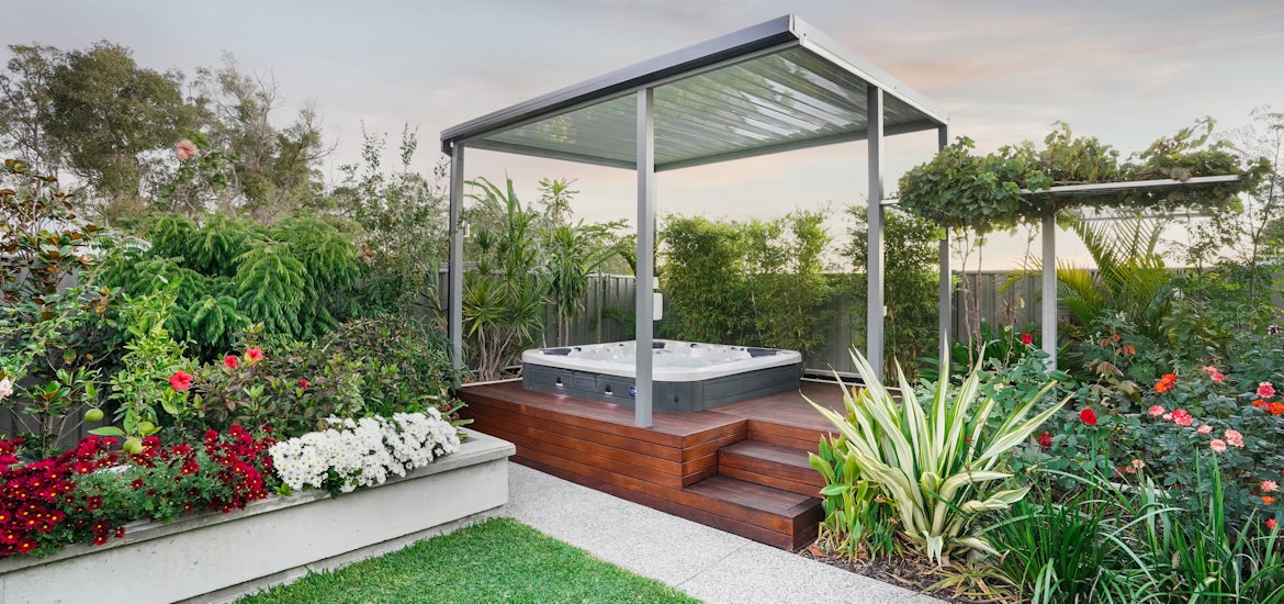 Pool And Spa Design Ideas Backyards, Hot Tub Landscape Plans