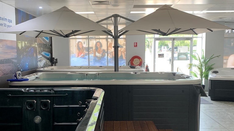 Shadowspec Unity umbrella in a showroom