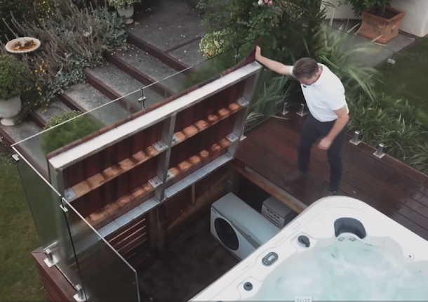 Pool heat pump in a deck