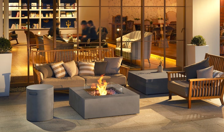 Base fire table in a commercial space