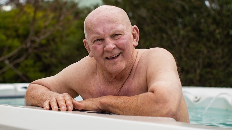 Charlie Kruger in his swim spa