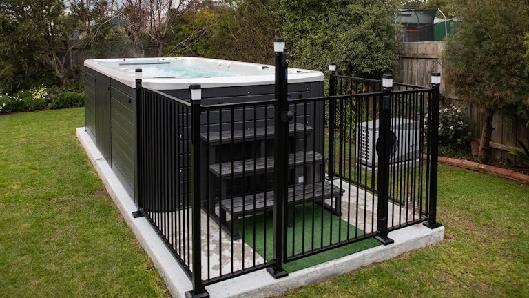 fenced swim spa