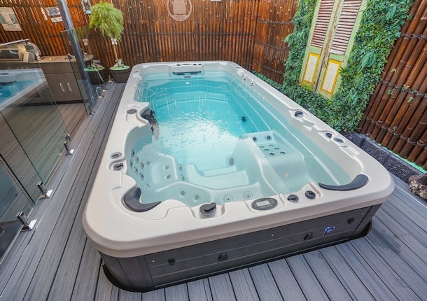 Swim spa in a deck