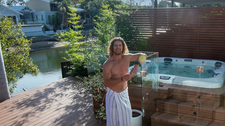 Hot tub on a deck