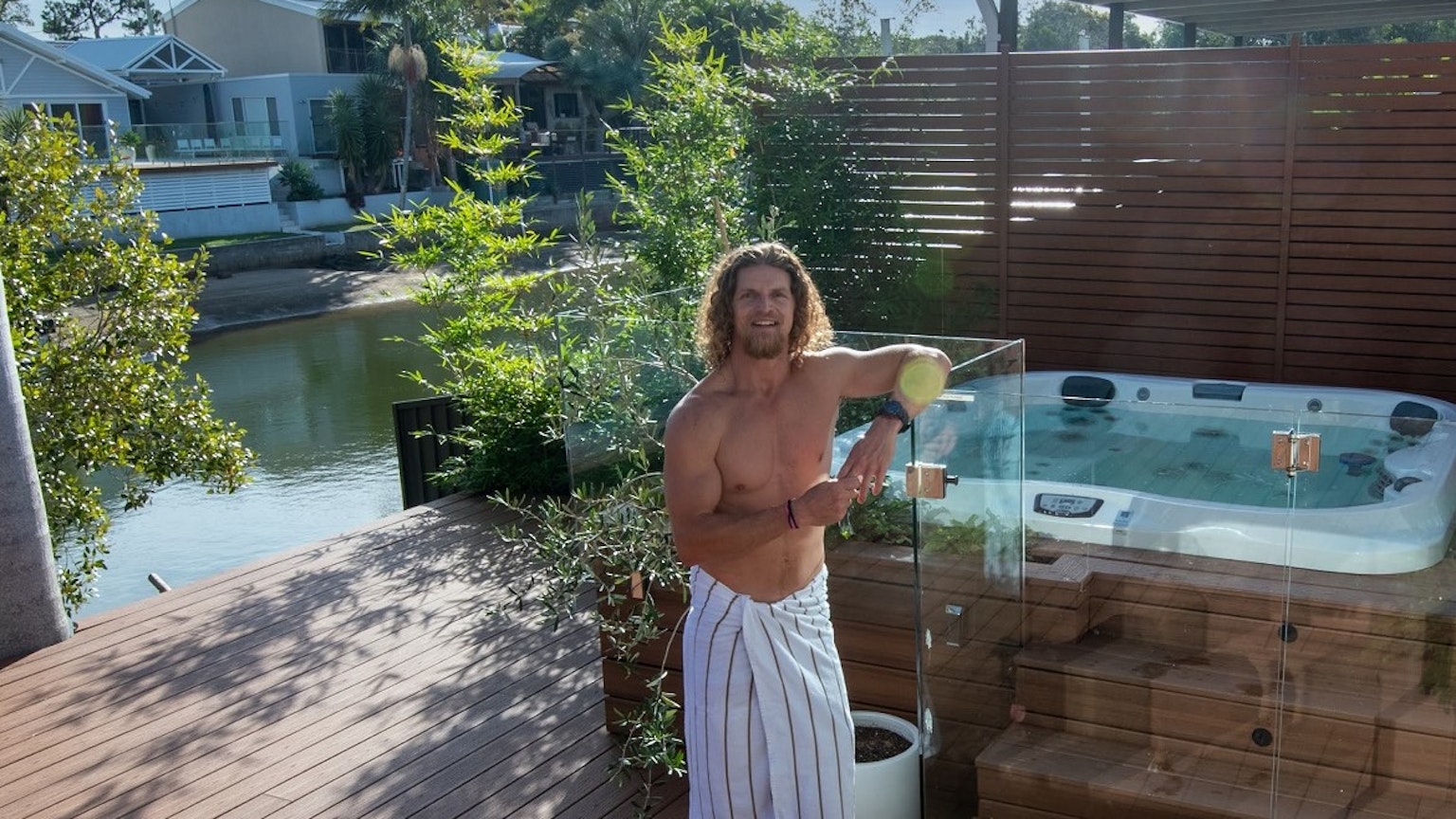 Hot tub on a deck