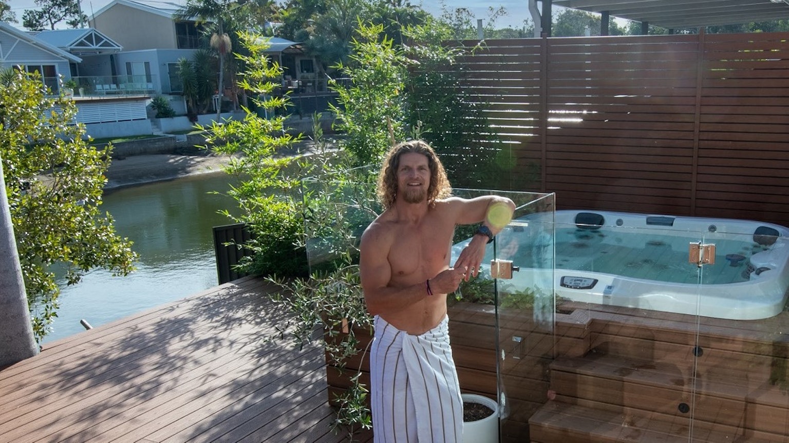 Hot tub on a deck
