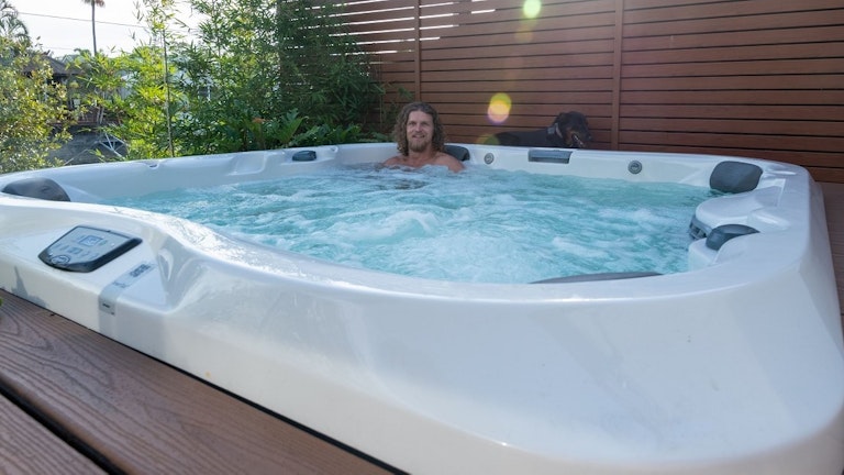 NIck Cummins in his spa pool