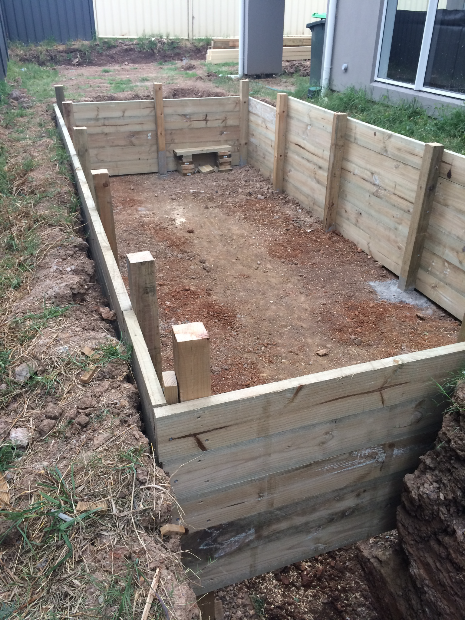 swim spa pit retaining wall
