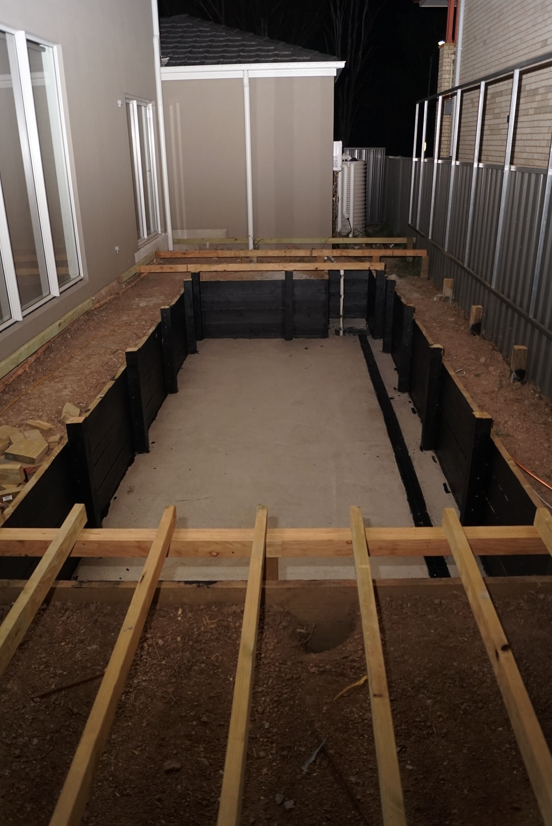 Swim spa pit concrete base