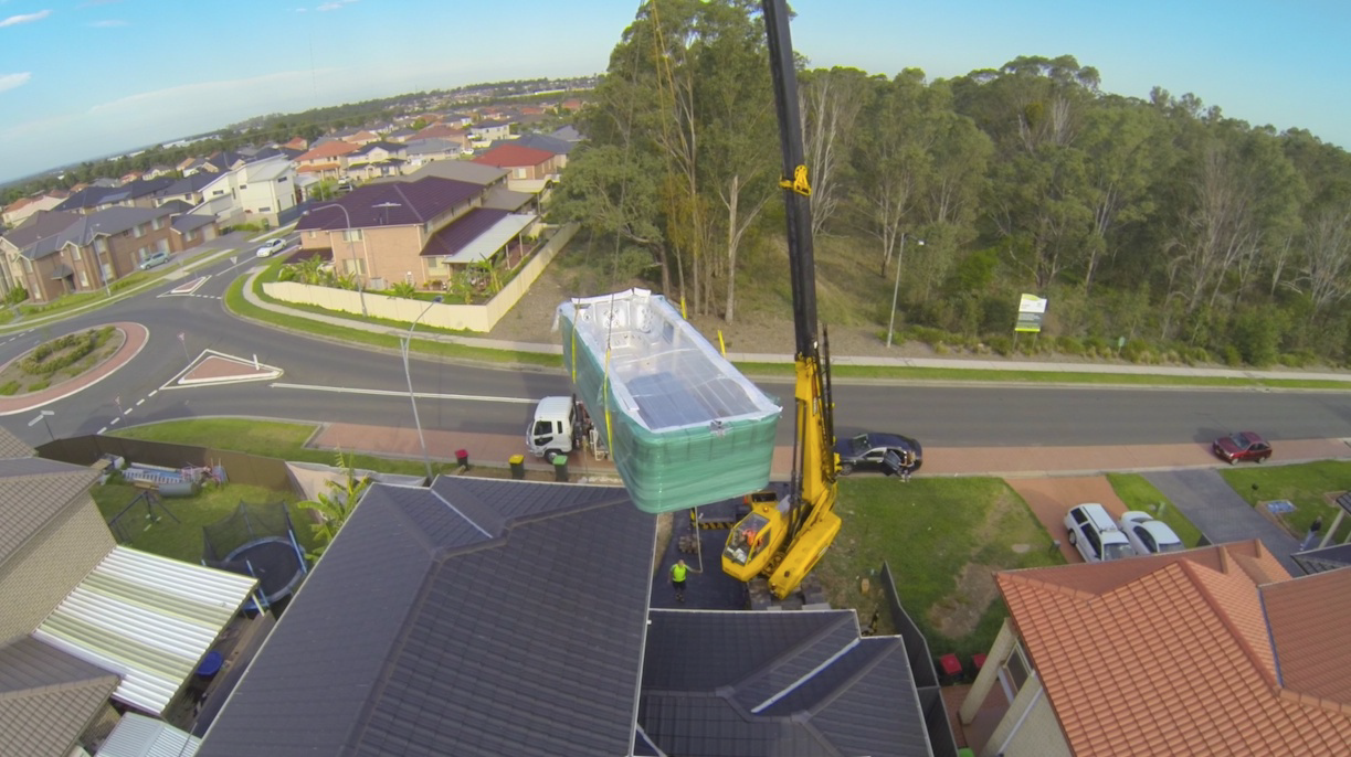 Swim Spa crane delivery