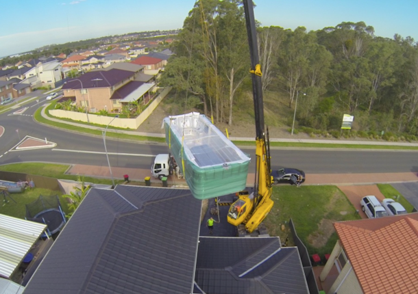 Swim Spa crane delivery