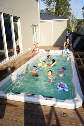 Swim spa in inground in a deck
