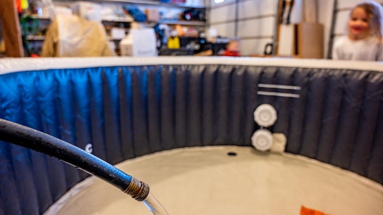 Fillin an inflatable spa pool