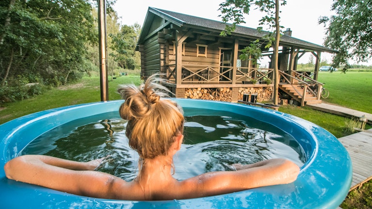 Fibreglass hot tub