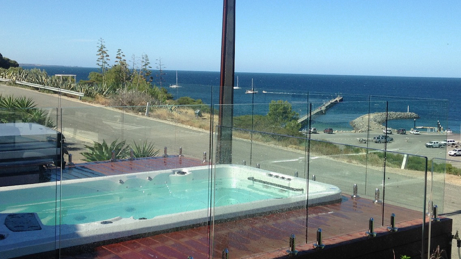swim spa with fence