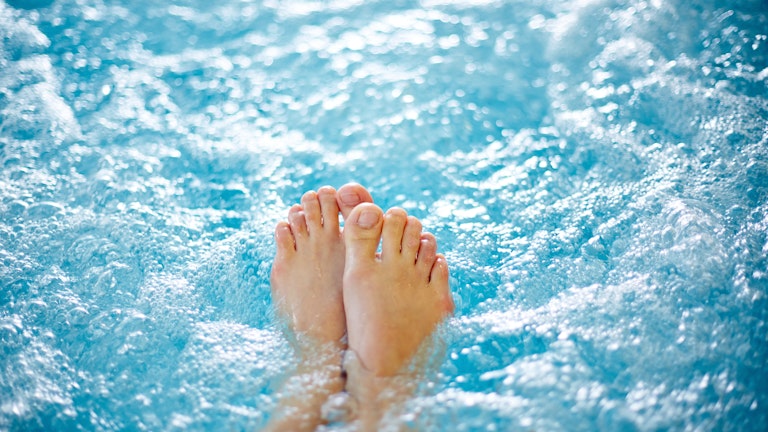 de-stressing in a spa or swim spa