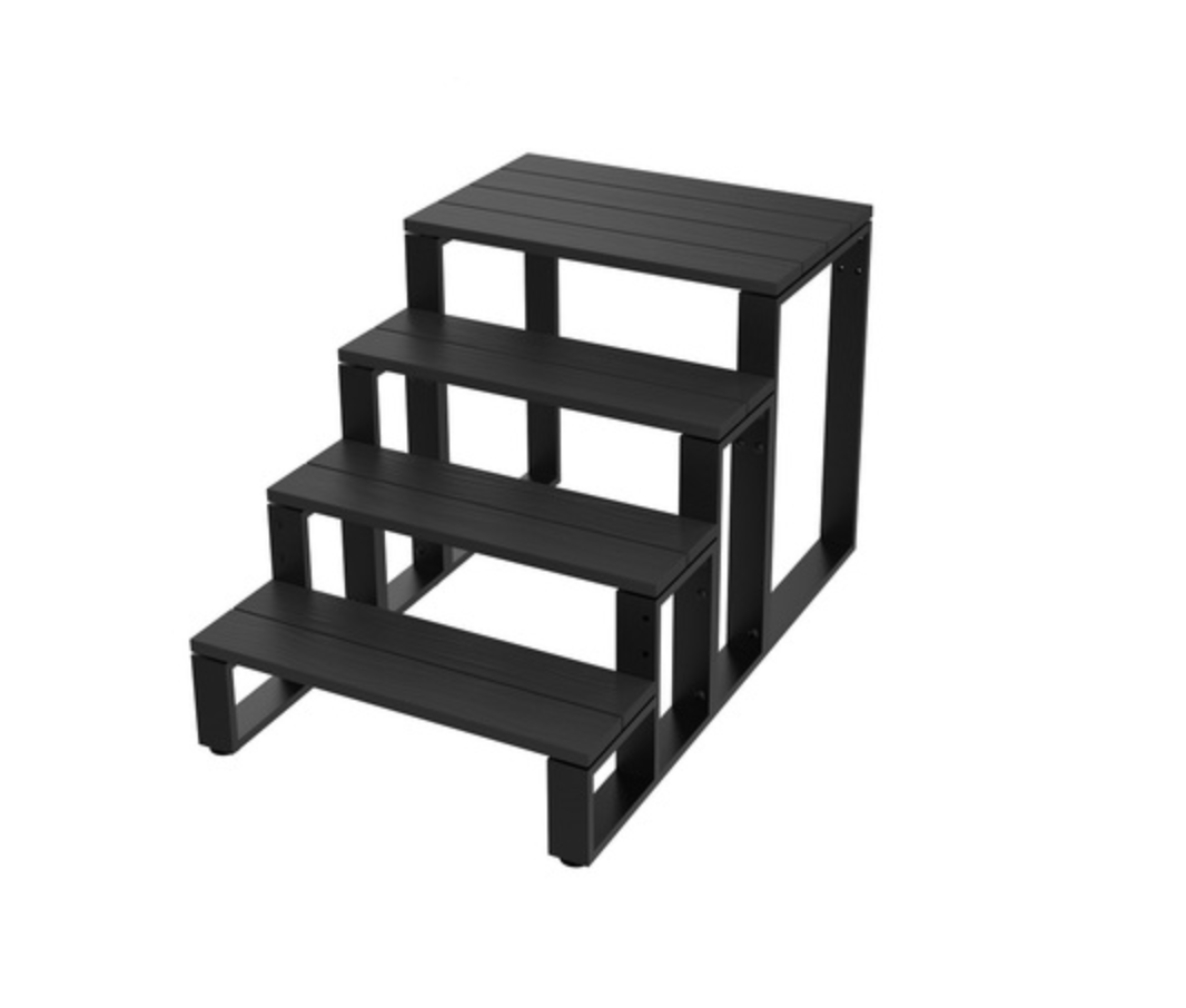 4-Tier Swim Spa Steps - Black Aluminium Spa Steps /Stairs (No Hand Rails)