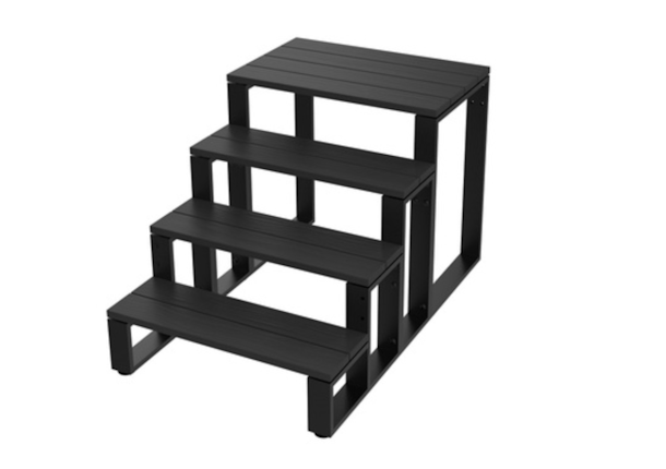 4-Tier Swim Spa Steps - Black Aluminium Spa Steps /Stairs (No Hand Rails)