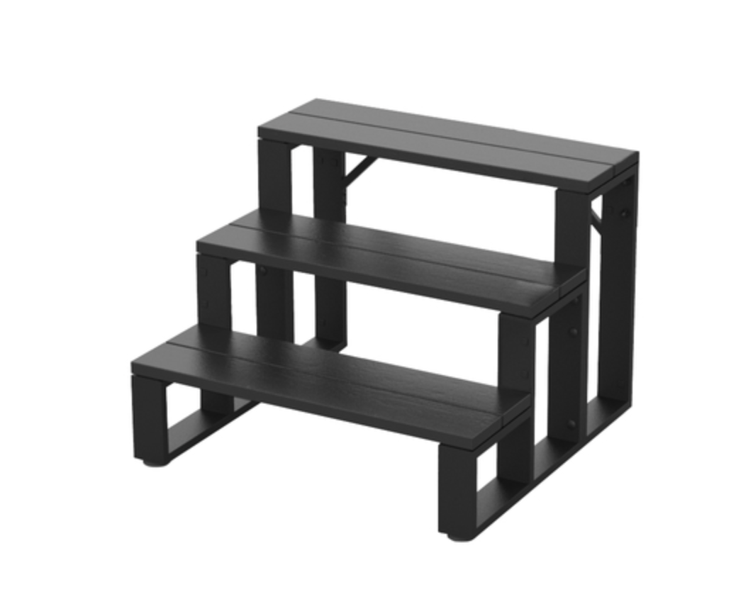 3-Tier Swim Spa Steps - Black Aluminium Spa Steps /Stairs