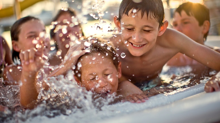 kids playing in spa