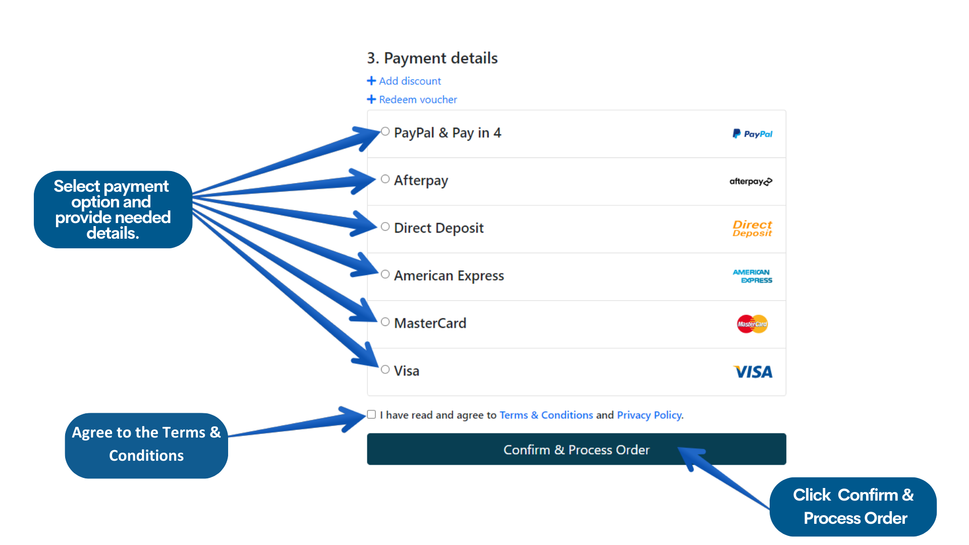 Spa World Payment options