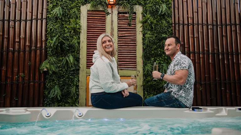 Aquagym Swim Spa in a small backyard