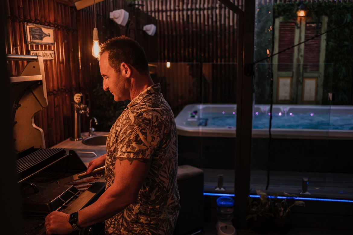 BBQ by a swim spa